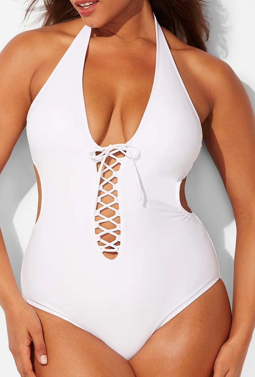 

2019 Women Sexy Bandage One Piece Swimsuit Swimwear Female Solid Black Thong Backless Monokini Bathing Suit Beachwear 5XL
