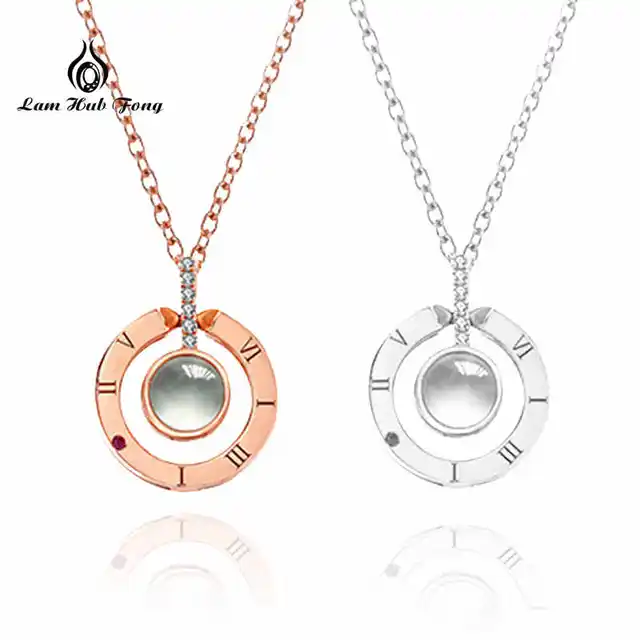 100 languages i love you crystal pendant necklace 925 sterling