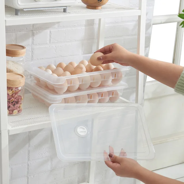 

InterDesign Refrigerator Storage Organizer for Kitchen, Covered Egg Holder, 24 Eggs, Clear