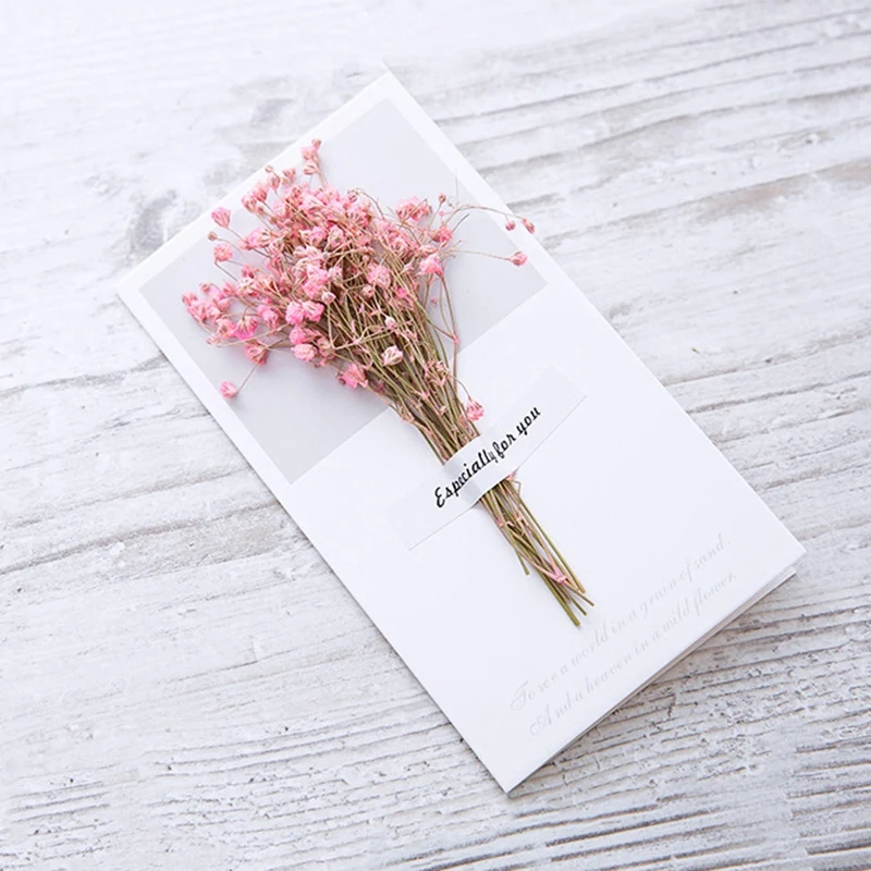  Creative Gypsophila Dried Flowers Folding Type Greeting Cards Christmas Birthday Party Wedding Invi - 33055087134