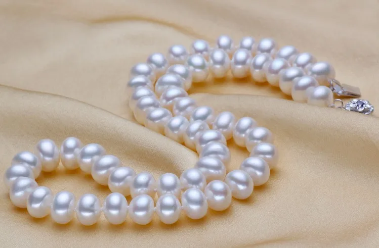 

Women Gift word Love AAA Handmade 9-10MM beads Elegant Pearl necklaces customized length natural pearl Fashion fres