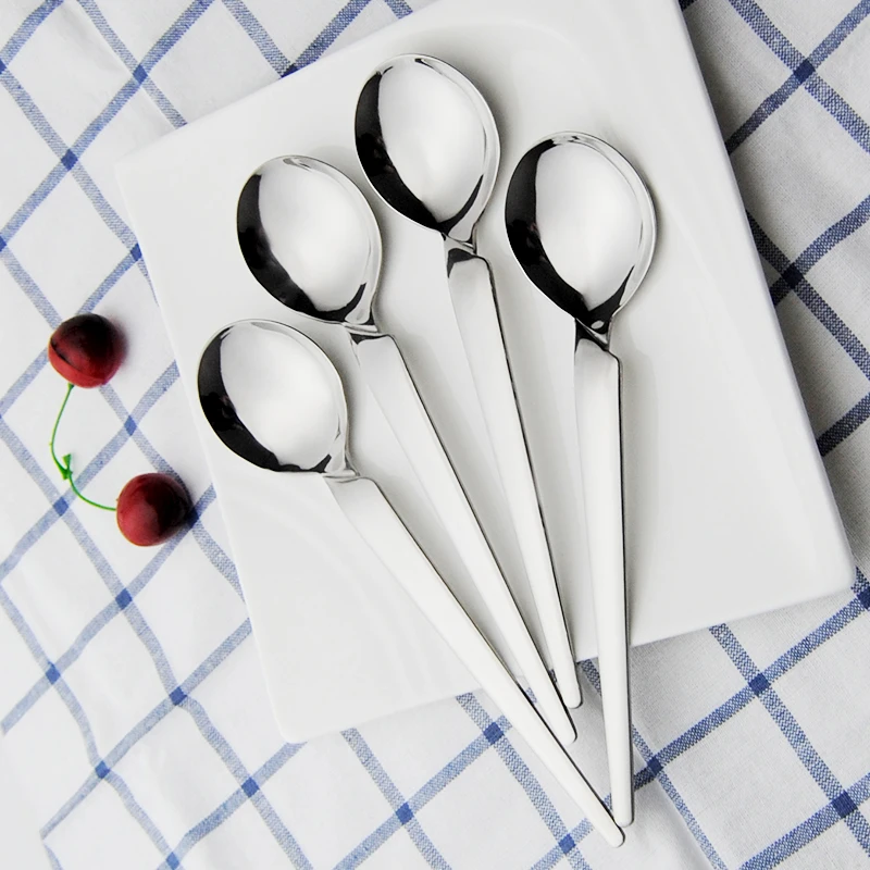 Soup Spoon Stainless Steel Cutlery Service Sets Sliver Set Torch Dinnerware Eco-friendly Flatware Ice Coffee Cocktail Tea | Дом и сад