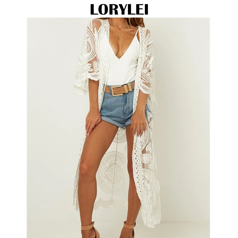 

2019 Lace Beach Pareo Beachwear Swim suit Cover up Playa Pareo Tunics for Beach Tunic Swimwear Women Lace Beach Dress Q858