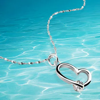 

Heart pendants necklace,925 sterling silver ,2017 new sterling silver necklace pendant;natural silver jewelry; Bright star chain