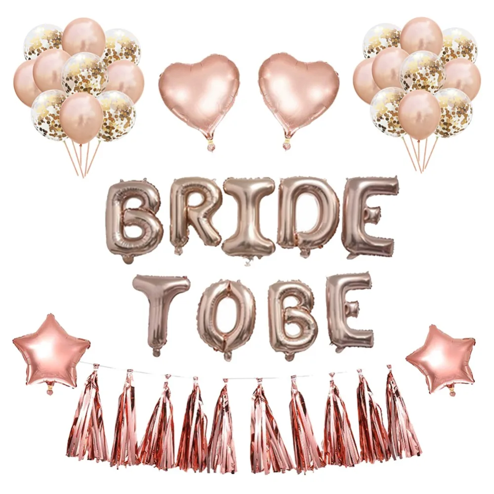 

Rose Gold Foil Balloons Bride Party Bachelorette Party Decor Hen Party Tassels Bridal Shower Party Favors Decoration Supplies
