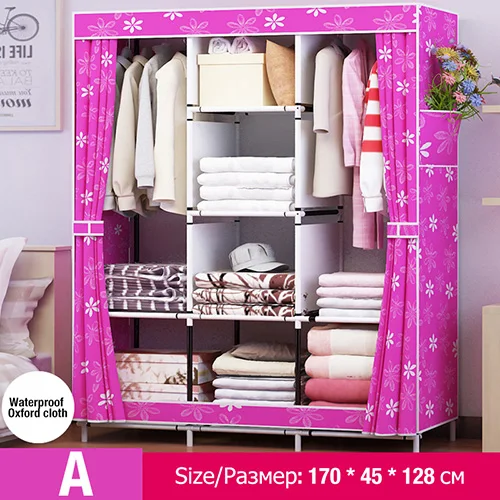 Водонепроницаемый ткань Оксфорд многоцелевой одежды шкаф для хранения одежды DIY сборка усиленный складной шкаф для хранения мебель - Цвет: HH341100CS2