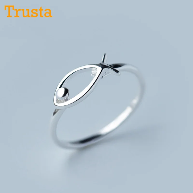 Trusta 2018 100% 925 Sterling Silver Fashion Jewelry Fish Cocktail Ring Sizable 6 7 Girls Kids Xmas Gift DS262 Drop Shipping