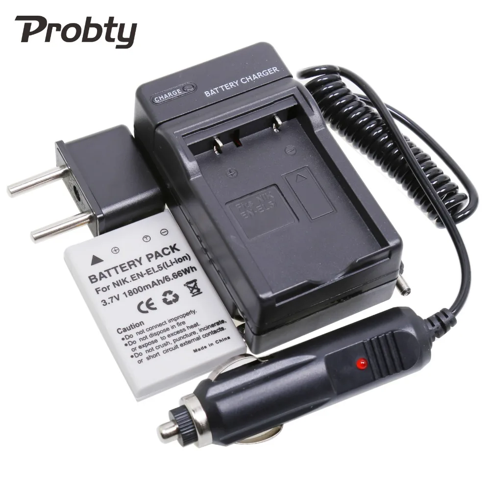 PROBTY 3.7v 1800mAh EN EL5 EN EL5 Li ion Camera Battery + Charger for