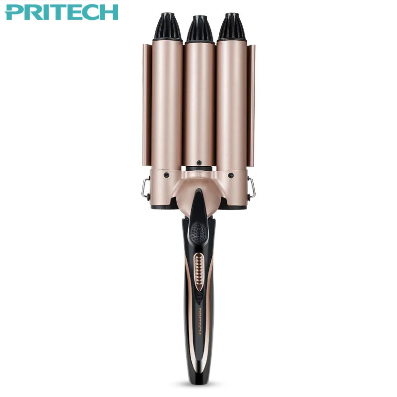 Pritech 28mm Ceramic Hair Curler 3 Barrels Big Wave Hair Curling Iron