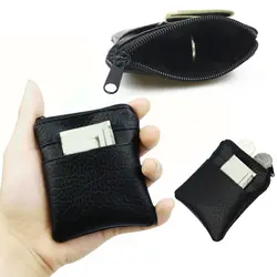 Черный PU кожаный недорогой кошелек для мелочи для мужчин и женщин маленький мини короткий кошелек сумки изменить маленький ключ держатель