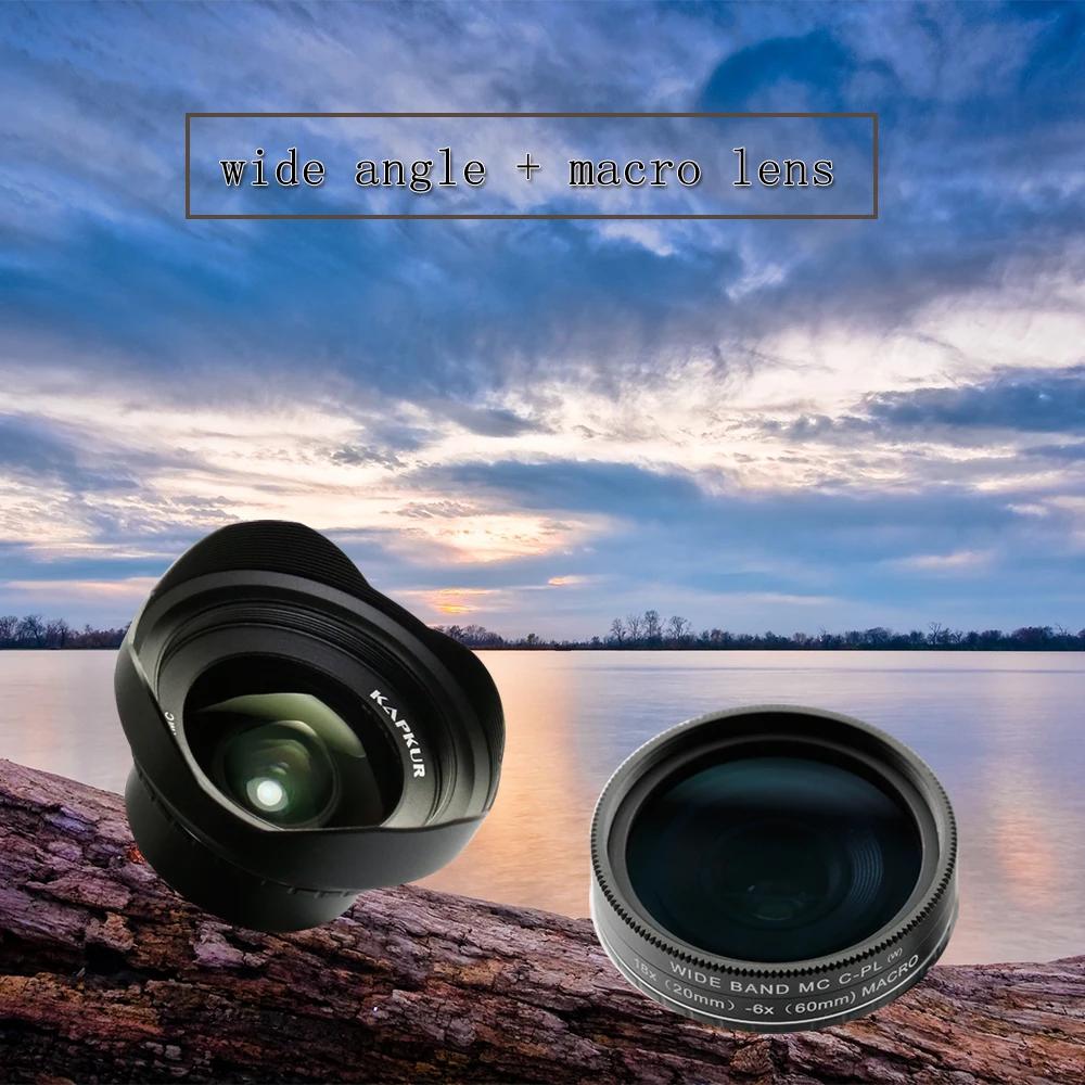 

Kapkur phone lens , HD 4k lens for iPhone series phone , wide angle + macro lens with Kapkur customized phone case