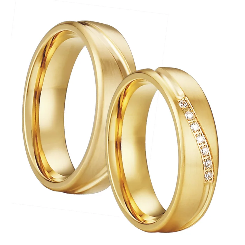 Gold Color Wedding band Couple Rings Men Alliance Anel Anillos Bague Eheringe Jewelry Engagement Rings for Women