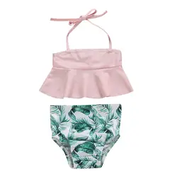 2019 новый летний купальный костюм для маленьких девочек бабочка бикини с рюшами комплект купальник купальная одежда Пляжная купальный