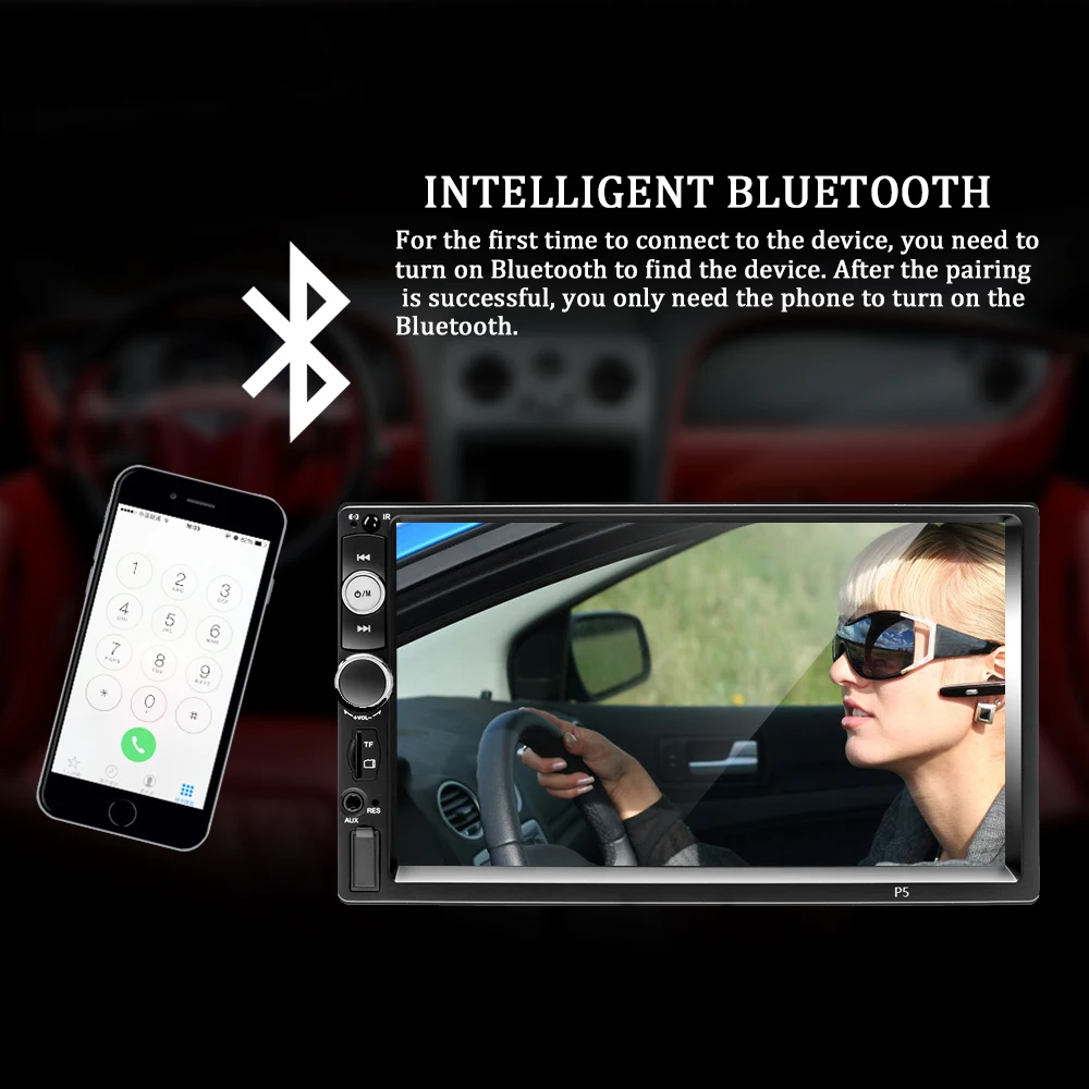 Podofo 2 Din автомагнитола " сенсорный экран цифровой дисплей Bluetooth Автомобильный MP5 мультимедийный плеер USB/DVR/FM/Mirror Link 2din Авторадио