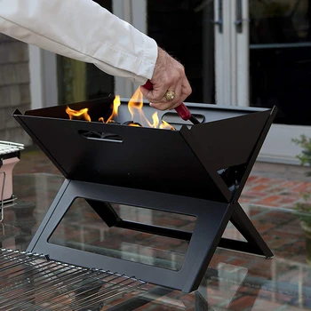 

Hot Sale 2019 New Model Innovative Folding Outdoor BBQ Grill for Family Picnic Charcoal Grills Barbecue Essential Port Black