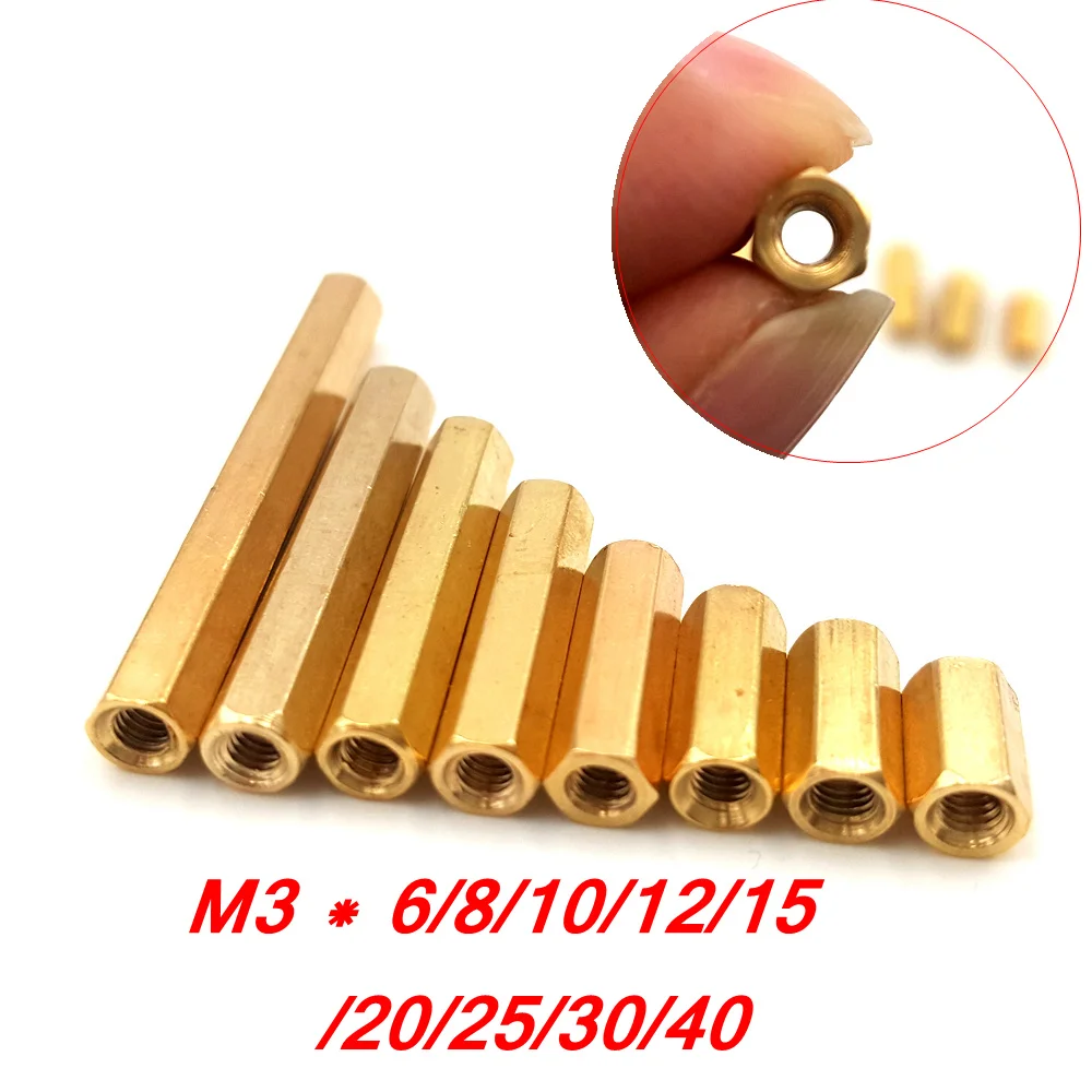 10 шт. M3 Женский-Женский Медный столб гайки M3 6-40 мм шестигранные шпильки прокладки полые столбы для M3 винт