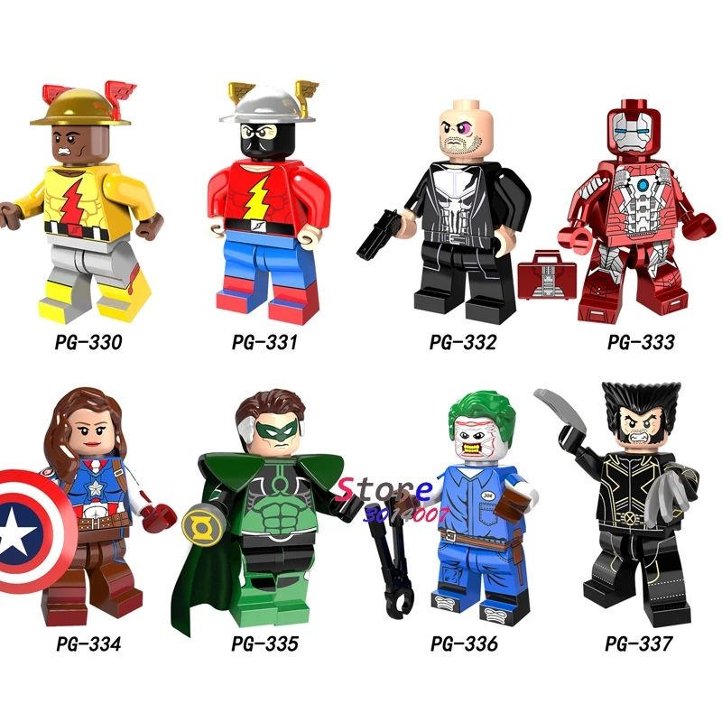 Single Super Hero Reverse Flash Captain America Punisher Iron Man Mendez Parallax Joe Wolverine building blocks