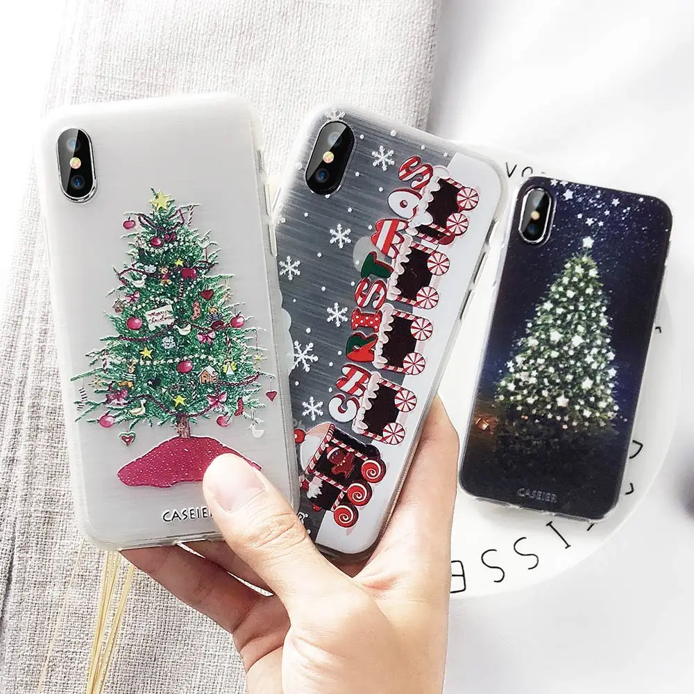 

CASEIER Christmas Style Case For iPhone 6 6s 7 8 Plus Silicone 3D New Year Cases For iPhone X 10 5 5s SE Cover Soft Conque Shell