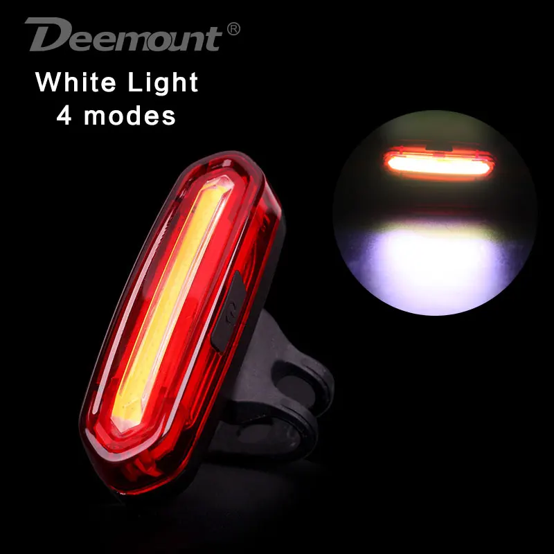 Deemount COB задний велосипедный светильник, задний светильник Предупреждение о безопасности, USB Перезаряжаемый велосипедный светильник, задний фонарь, Comet светодиодный велосипедный светильник - Цвет: White 4 modes