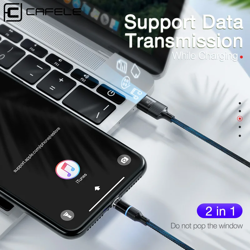 CAFELE QC3.0 المغناطيسي USB كابل تاريخ ل فون المصغّر USB كابل نوع C مضفر كابل شاحن سامسونج Xiaomi هواوي
