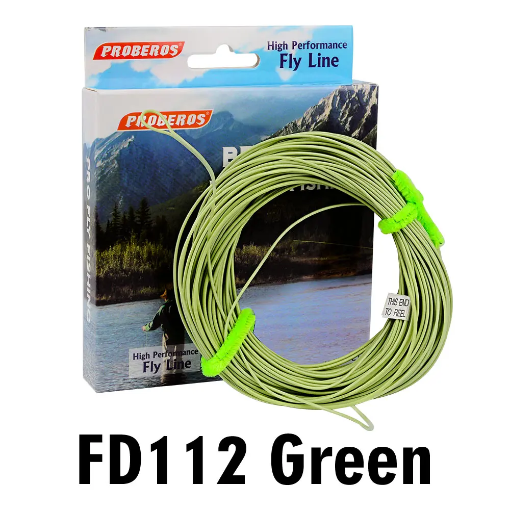 1 шт. PRO BEROS Fly Line 4 цвета 100 футов Вес вперед плавающая Летающая леска WF-2F/3F/4F/5F/6F/7F/8F - Цвет: Зеленый