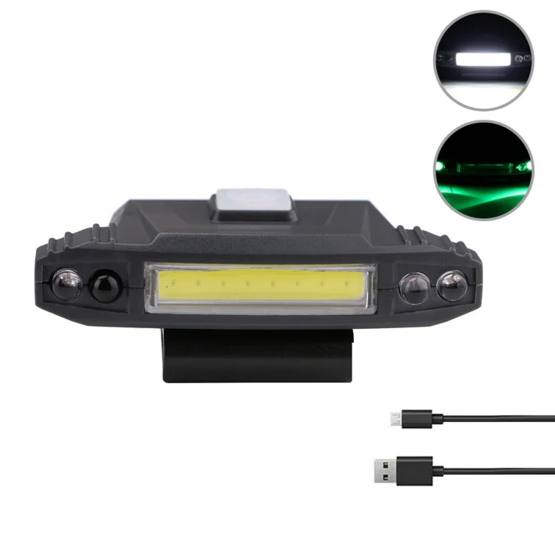 Открытый Инструмент 4 режима USB перезаряжаемая Крышка зажим свет индукция COB налобный фонарь Шляпа Клип лампа крышка встроенный