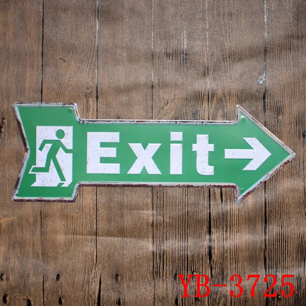 

NEW! Indicator Metal Sign Exit Arrow Shape Sign Metal Tin Signs Advertising board Wall Pub Home Art Decor 42X10CM Metal Plate