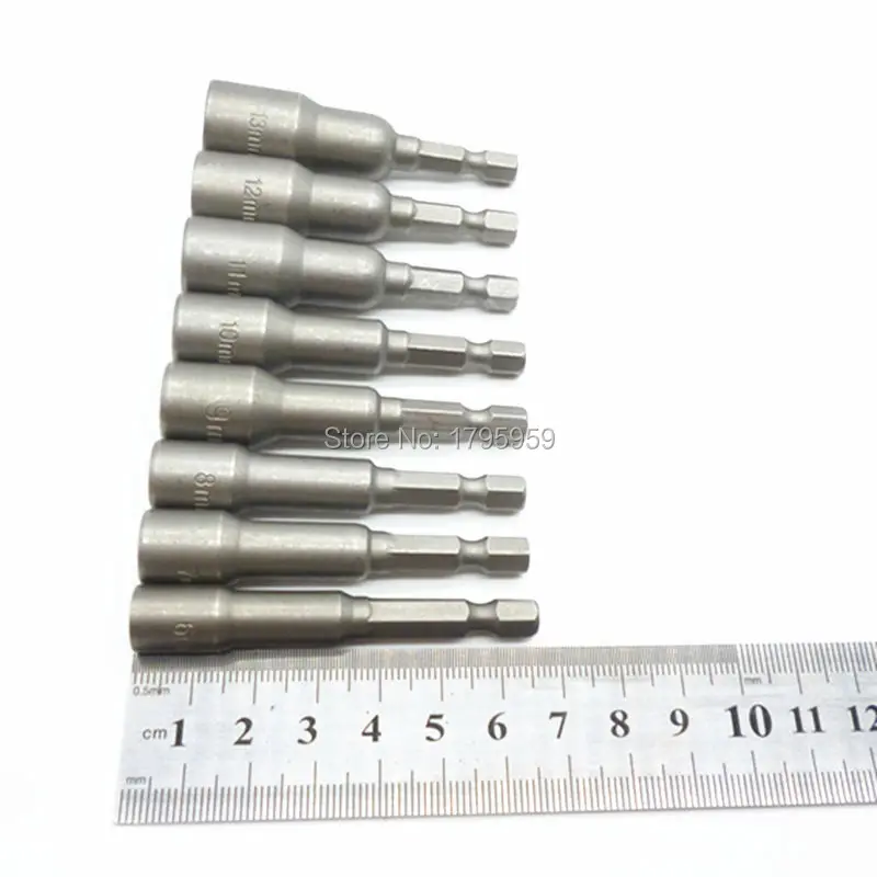 8 PCS Professional Magnetic Nut Driver Set Metric Socket 14 Hex Power Drill Bits 6mm~13mm Drill Bit Adapter Hex Power Tools (5)