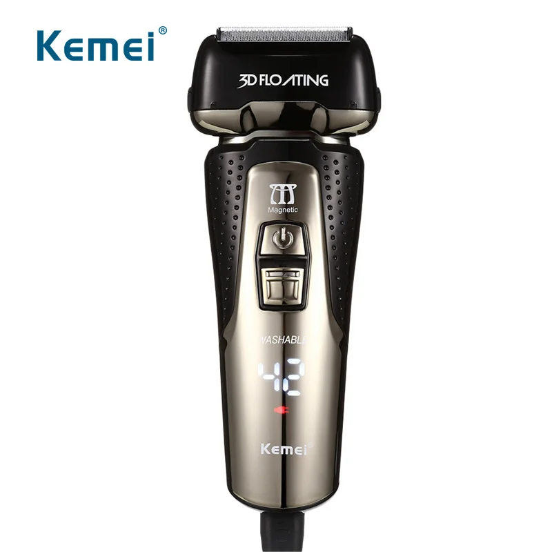 

Kemei Hot 3D 3 Blades Washable Electric Razor Men Electric Shaver Quick Charge LED Lamp Rechargeable Beard Trimmer