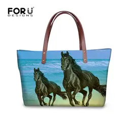 Forudesigns Для женщин Сумки Животные лошадь 3D печать Сумки для женщин высокое качество дамы верхнюю ручку пляжные Сумки Bolsa feminina