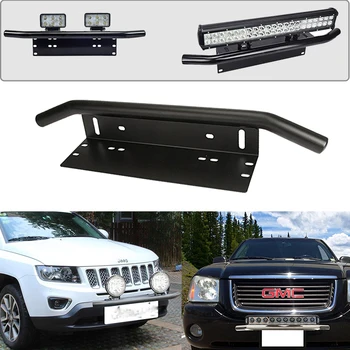 

Black Chrome Mounting Brackets Bull Bar Bumper Front License Plate Mount Holder Bracket Off Road Work Light Led Bar Driving