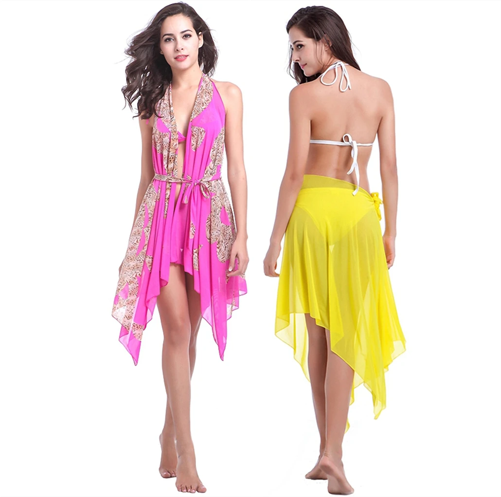 

2019 New Style Swimsui Ten in One Matches Bikini Transparent Beach Dress Wears Convertible Spring Spa Dress Magic Mesh Cover Ups