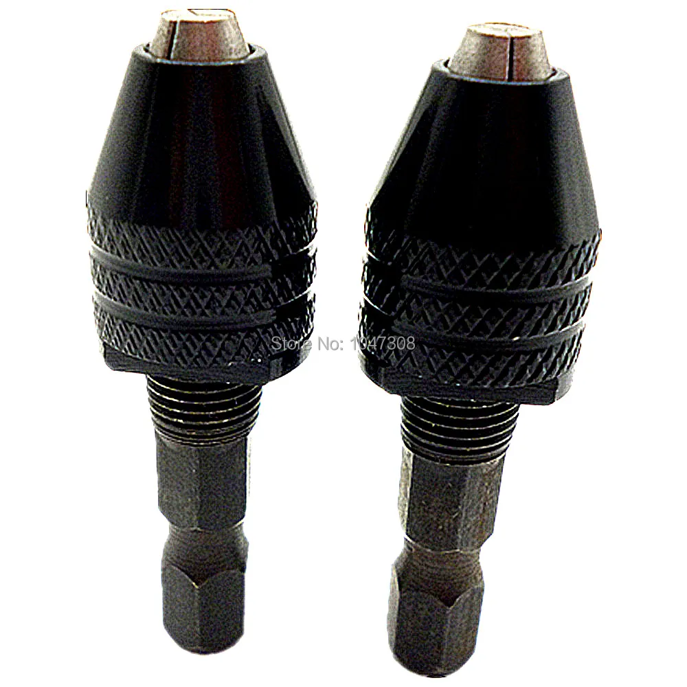 2pc M8 1/4" Keyless Chuck Conversion Hex Shank Adapter Drill Bit Quick Change Driver Electric