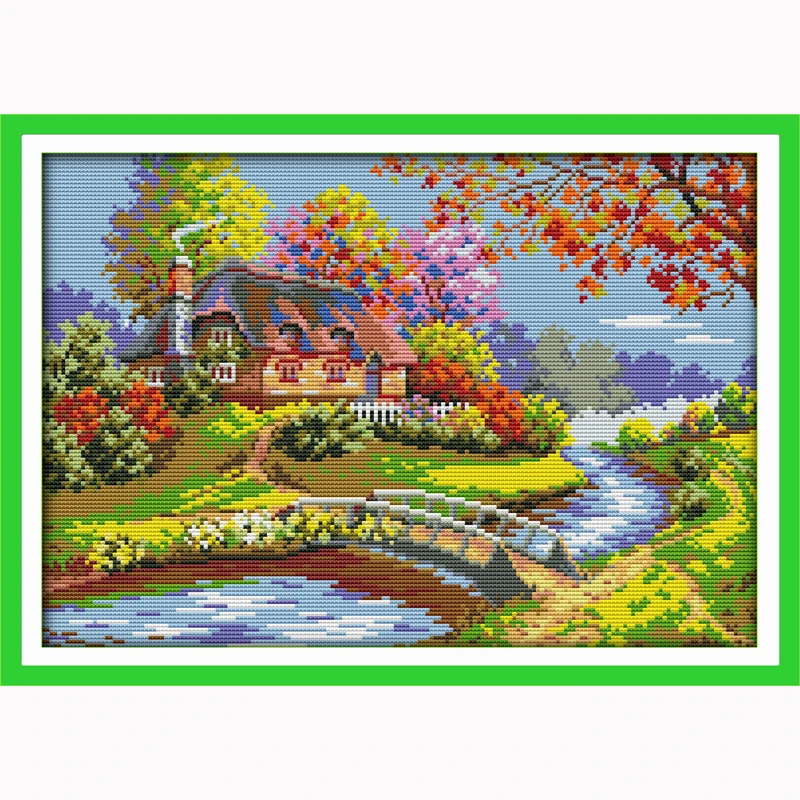 

The outskirts cabin Counted Cross Stitch 14CT DMC Cross Stitch Sets DIY Cross Stitch Kits for Embroidery Home Decor Needlework