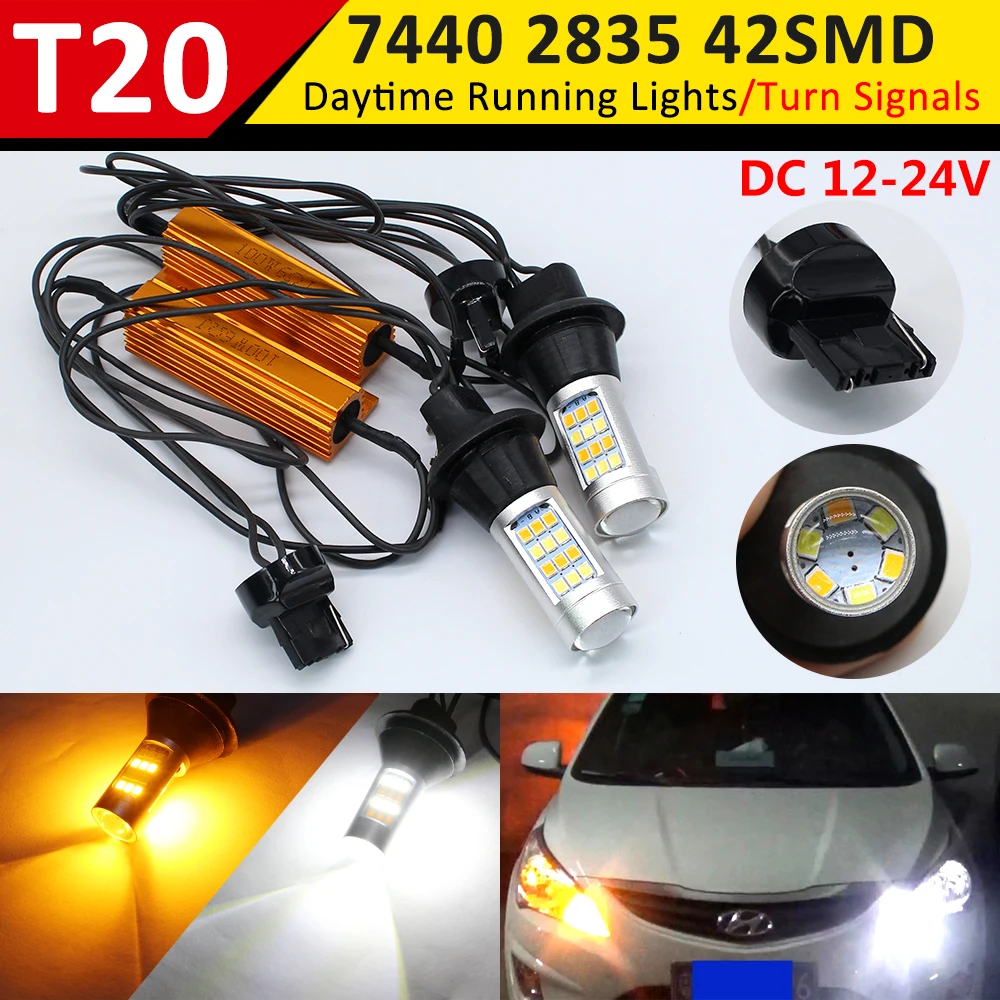 Дневные ходовые огни T20 7440 светодиодный светодиодные дневные Canbus