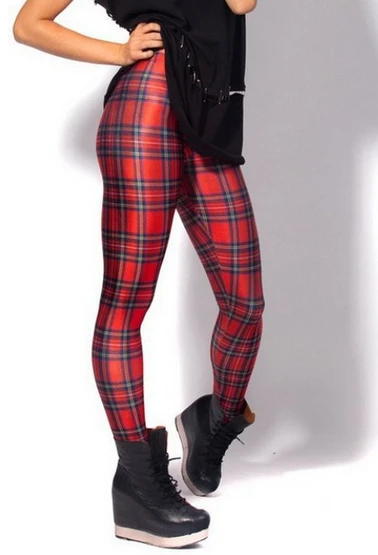 

EAST KNITTING X-355 Red Grid Leggings 2017 New XL Plus Size women Fashion leggings
