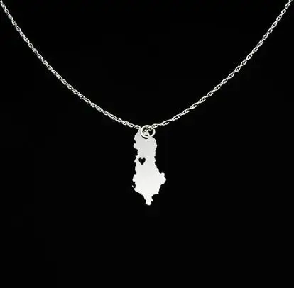 

Newest Design Albania Charm Necklace Popular Copper Map Jewelry Travel Gift For Friend Custom Any Words YP4102