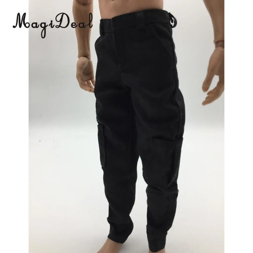 MagiDeal 1/6 Scale Mens Black Casual Pants Trousers for 12 Inch Male Action Figure Body   Dolls Accs