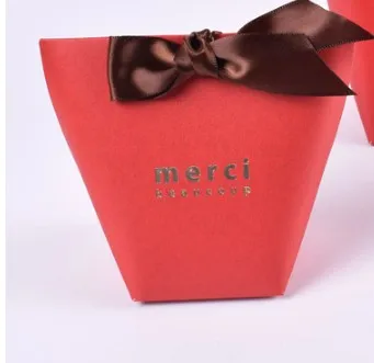 Подарочная сумка черная белая крафт-бумага бронзовая французская Мерси спасибо Подарочная коробка пакет сувенир для свадебной вечеринки конфеты сумки с лентой