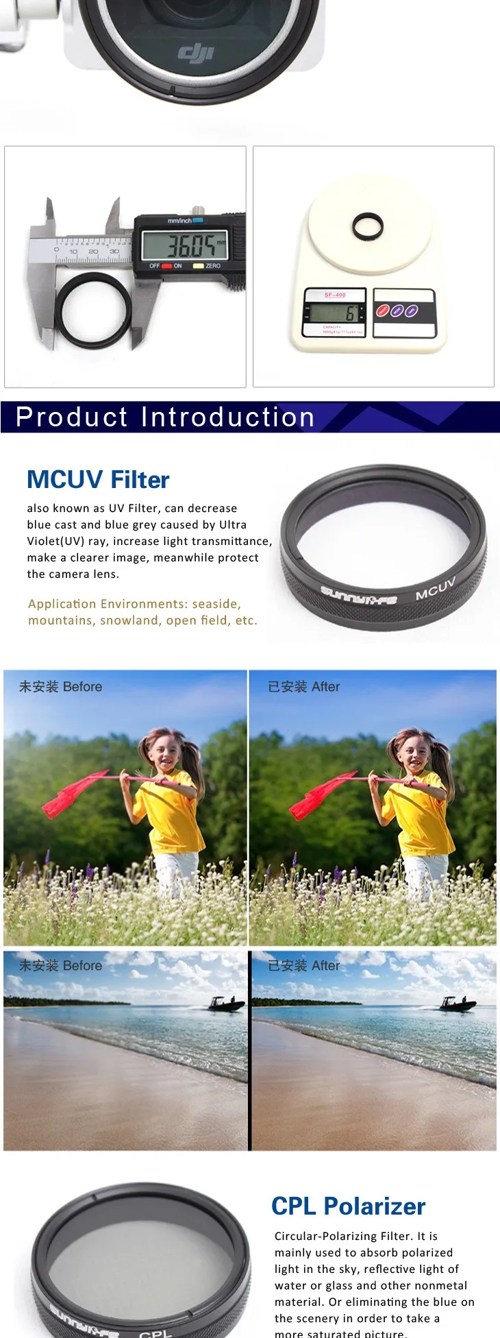 Sunnylife ND8 Dimmer ND 8 Light Microscopy Lens Filter For DJI Phantom 4/3 ProfessionalAdvancedStandard