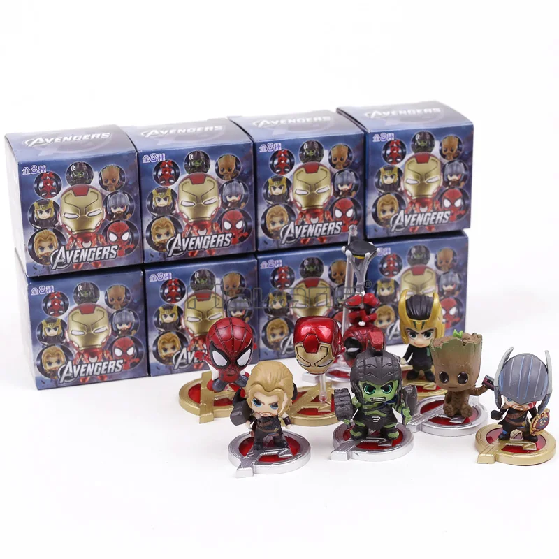 Marvel Avengers 3 Infinity War Spiderman Iron Man Loki Thor Hulk Tree Man Mini PVC Figures Toys 8pcs/set