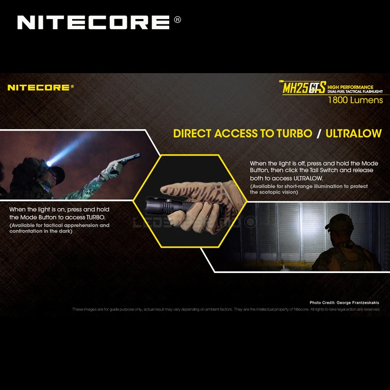  Multitask Hybrid Series Nitecore MH25GTS XHP35 HD LED High Performance Dual-fuel 1800 Lumens Tactic - 32958248448