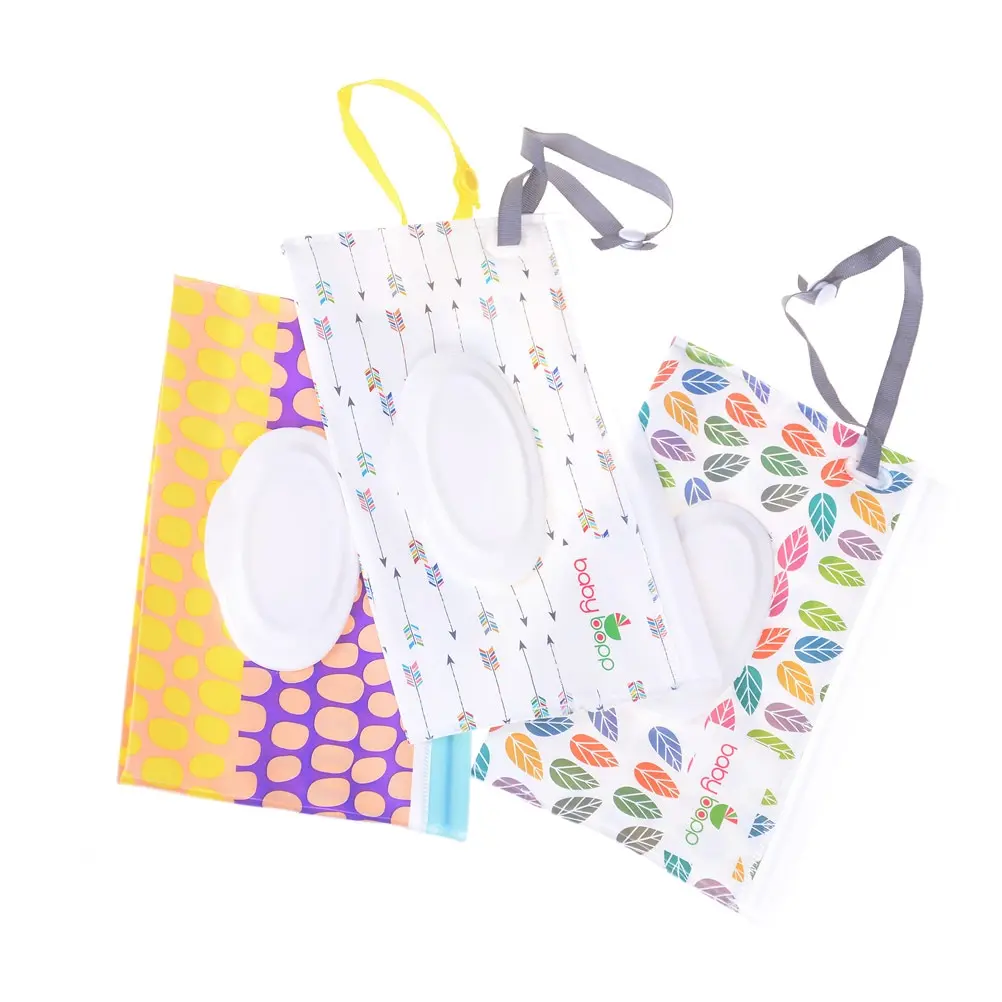 Clutch and Clean Wipes Carrying Case Wet Wipes Bag Eco-friendly Clamshell Cosmetic Pouch Easy-carry Snap-strap Wipes Container