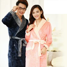 Женщины фланель халат любителей мужской женский зима пижамы женские ультра утолщение коралловый флис длинный халат пижамы длинные рукава