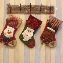 Рождество день гарнир реквизит Санта Клаус Снеговик Носки подарок маленькая сумка Рождество чулки гарнир Конфеты мешочек