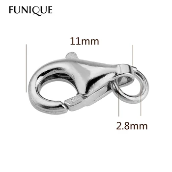 

FUNIQUE Silver Carved Lobster Claw Clasp Jewelry Findings For Jewelry Making Engraved 11mmx6mm 2PCs