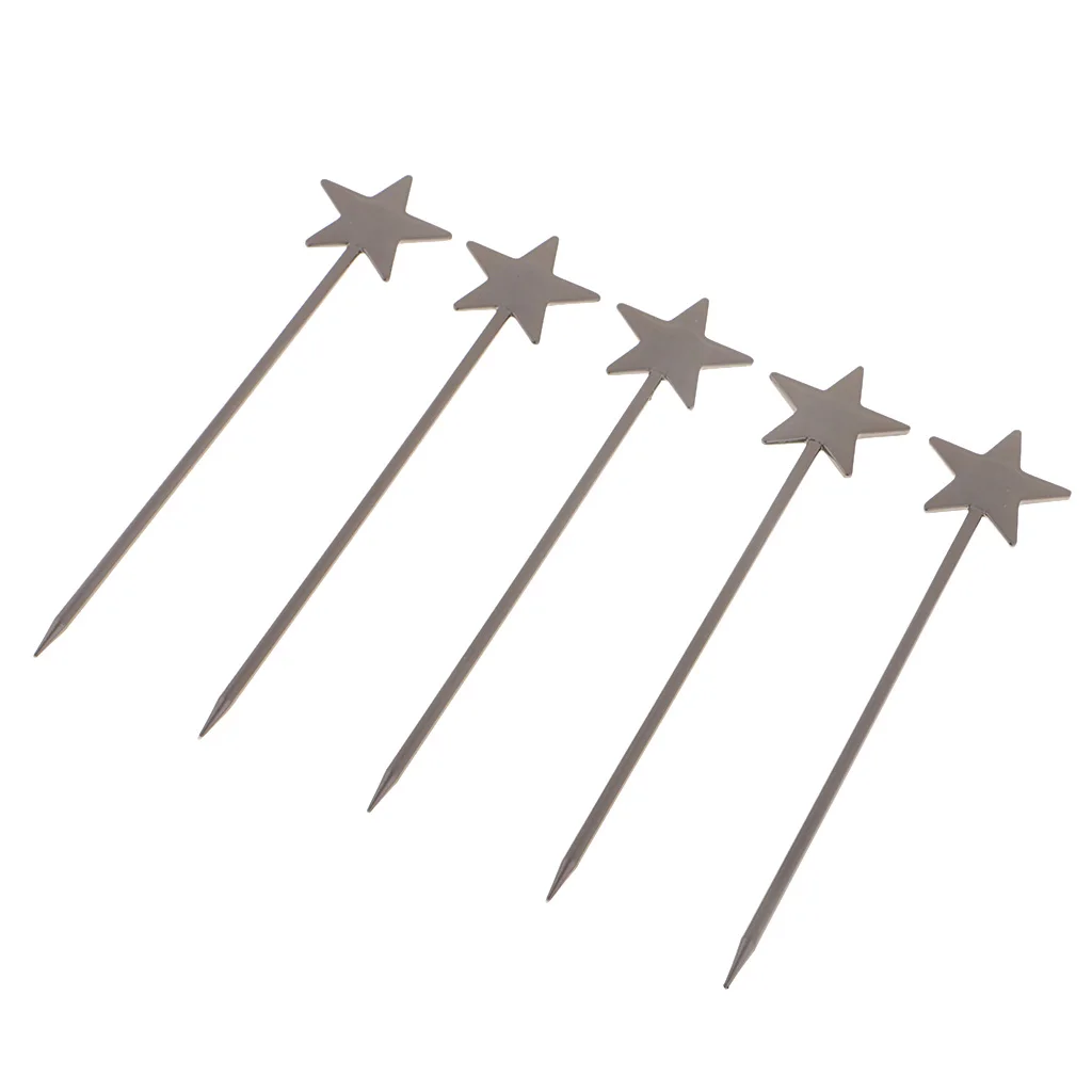 5PCS Steel Fruit Drink Sticks Cocktail Picks for Bar Tools Picks