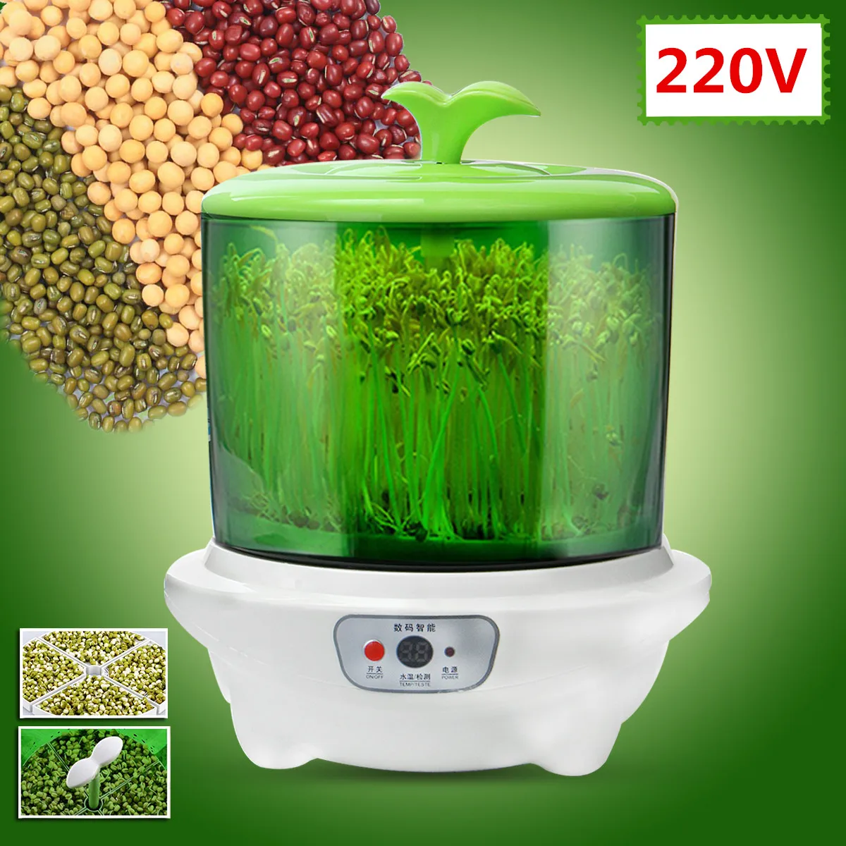 

Warmtoo 220V Automatic Bean Sprouts Machine 4 Kind Sprout Simultaneously Homemade Single Layer Microcomputer Control Bud Machine