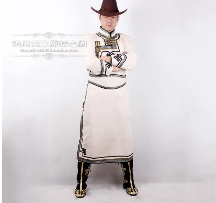 Китайское традиционное платье, традиционный мужской халат, этнический - Цвет: Белый
