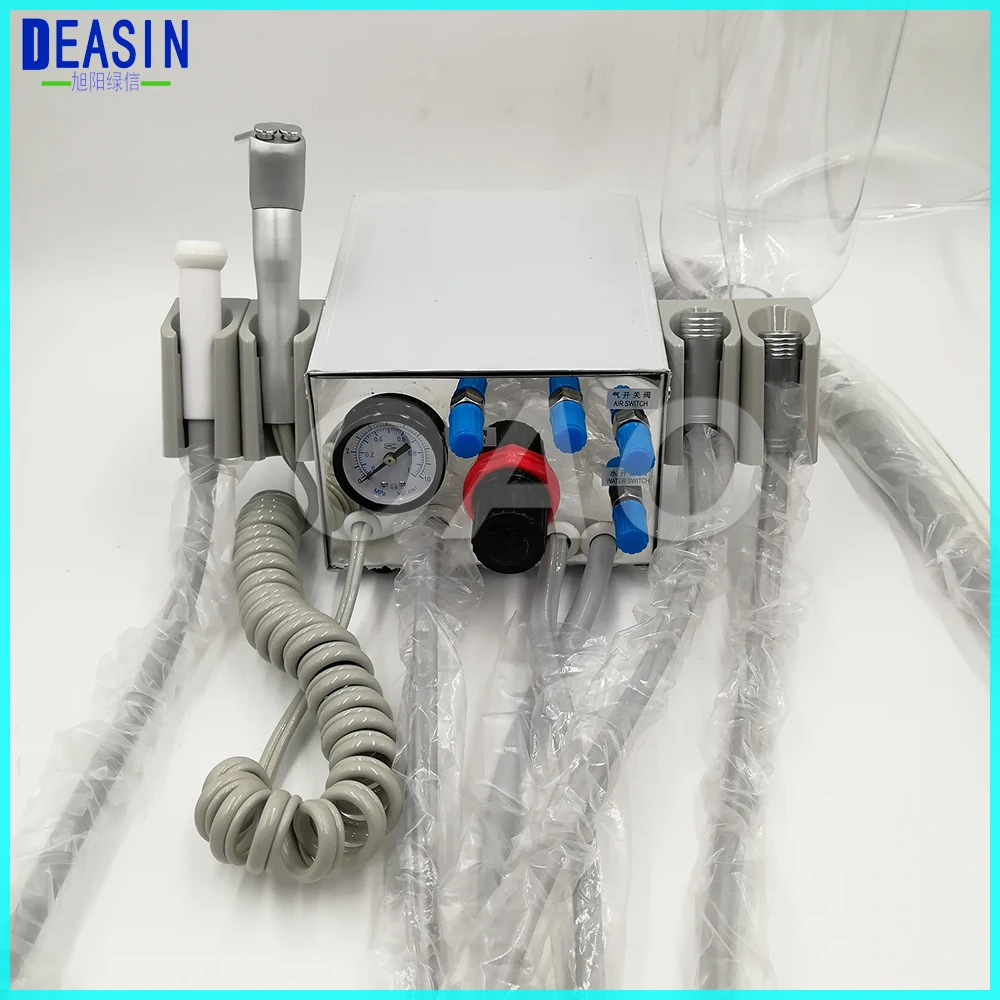 DEASIN Dental Lab Portable two Turbine Unit Air Compressor 3 way straw for dentist Handpiece